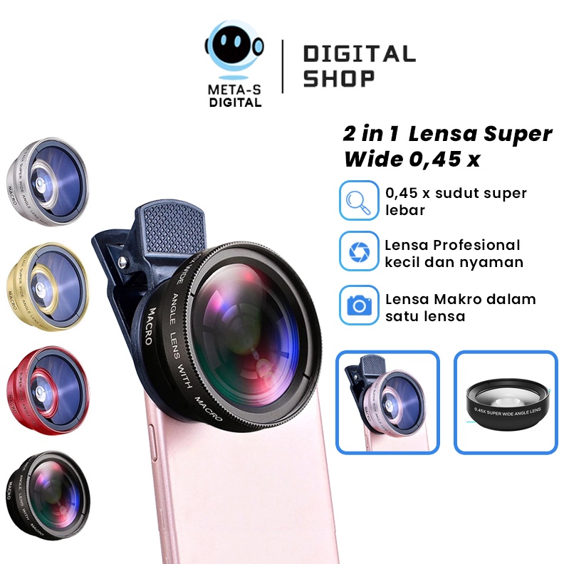 KODE Q82Z 2 In 1 Lensa Super Wide Angle Lens Macro Smartphone Aksesoris Lensa Pembesar 125X Camera H