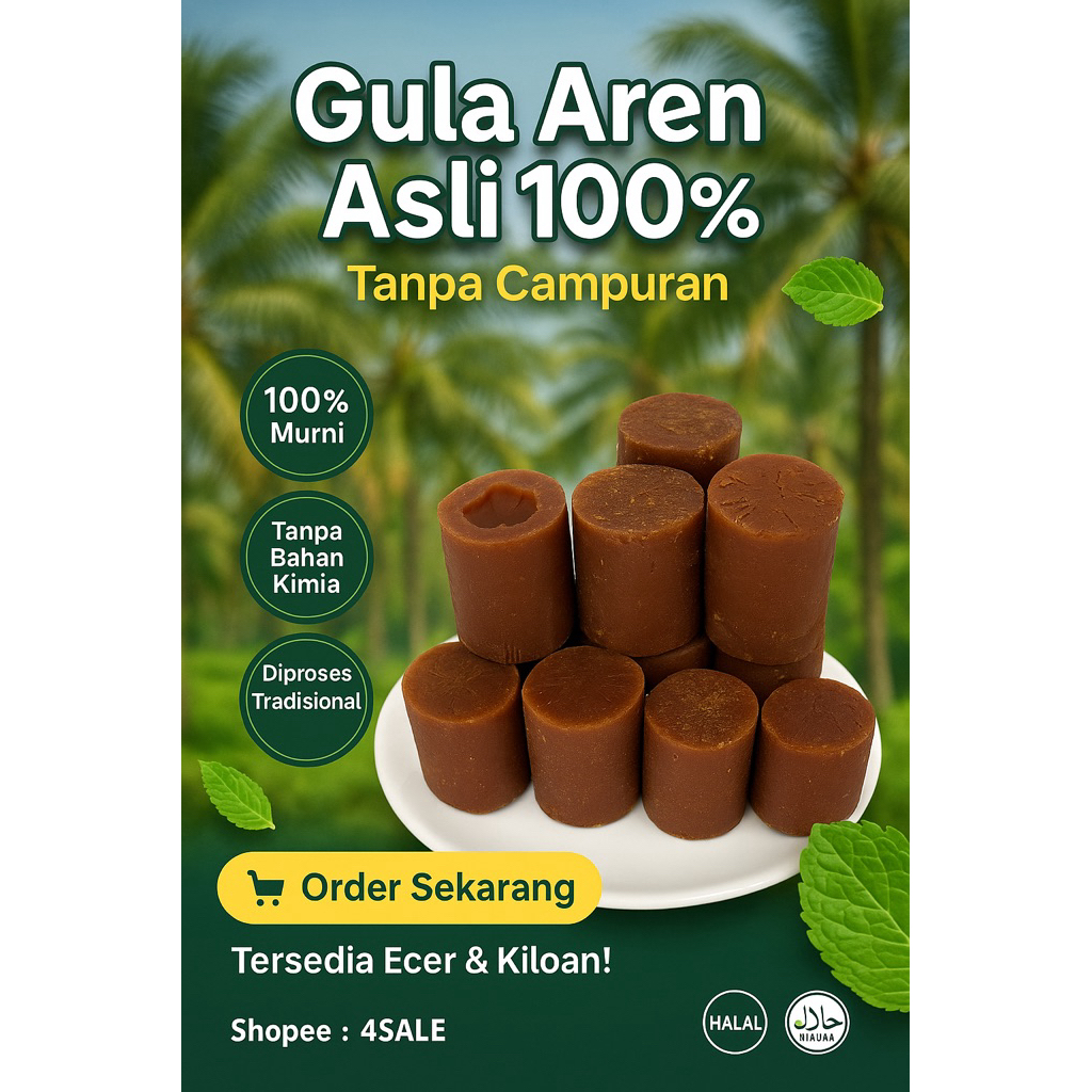 

Gula Merah Aren 1kg Murni 100% Tanpa Campuran Diolah Secara Tradisional