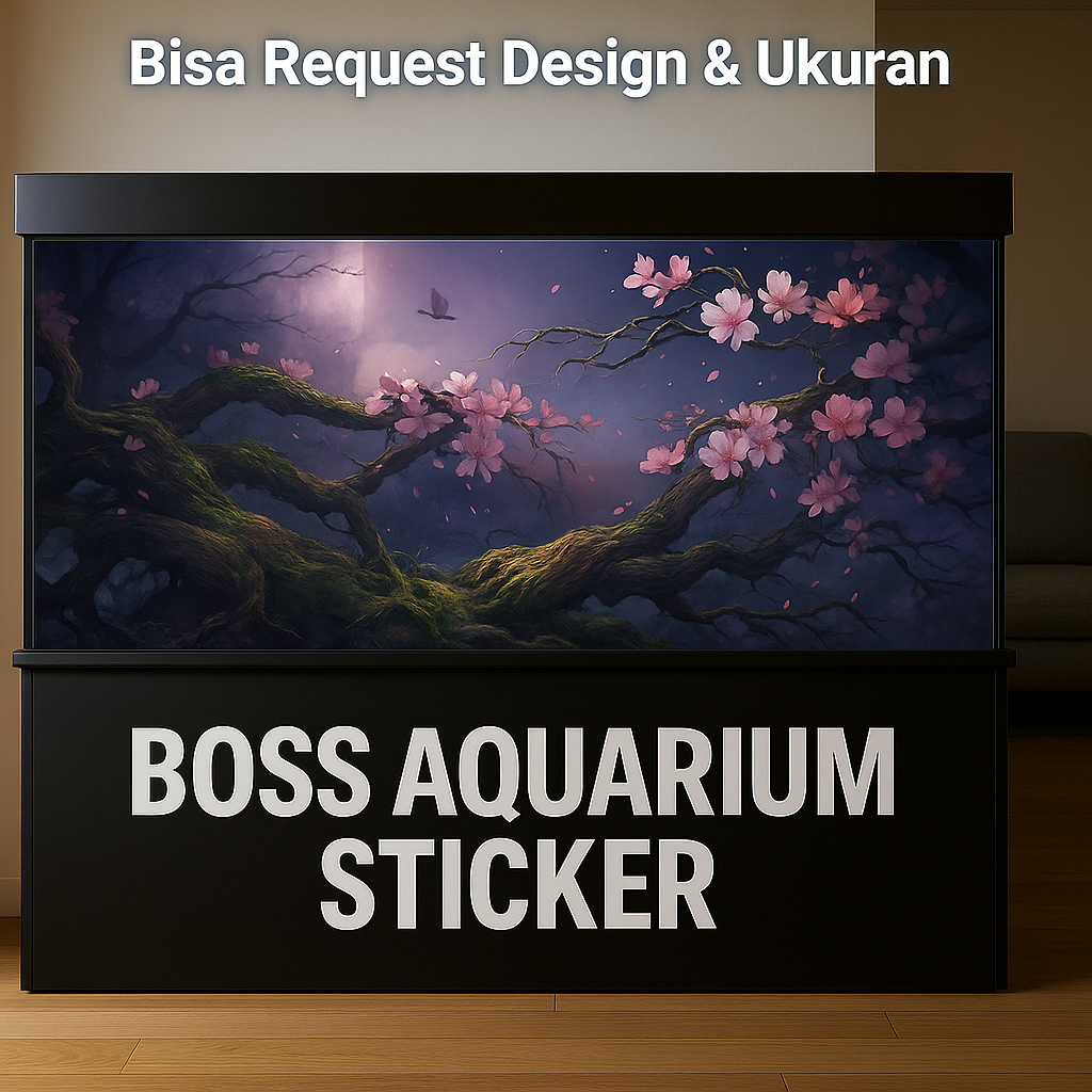 STICKER AQUARIUM / BACKGROUND WALLPAPER BUNGA SAKURA