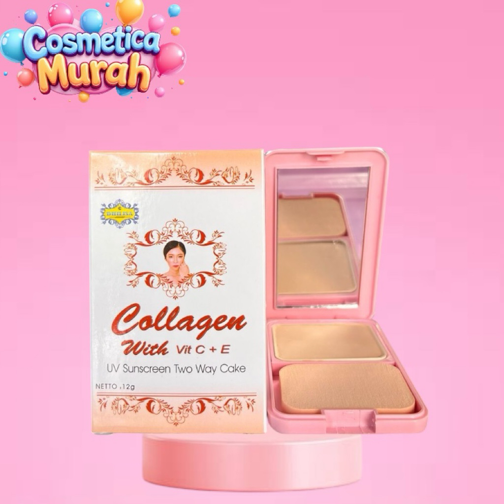 ci,x] DHILISA COLLAGEN TWO WAY CAKE + KACA BPOM - bedak padaT COLLAGEN