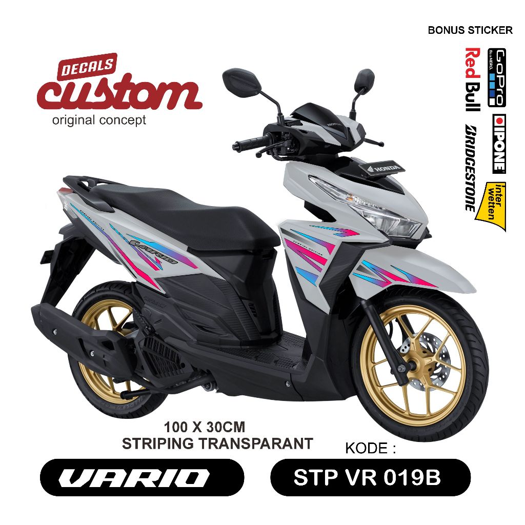 STRIPING TRANSPARAN HONDA VARIO 125 DAN 150 sticker motor TRANSPARAN UV  honda VARIO LED PINK