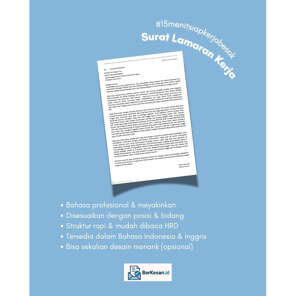 

Jasa Surat Lamaran Kerja