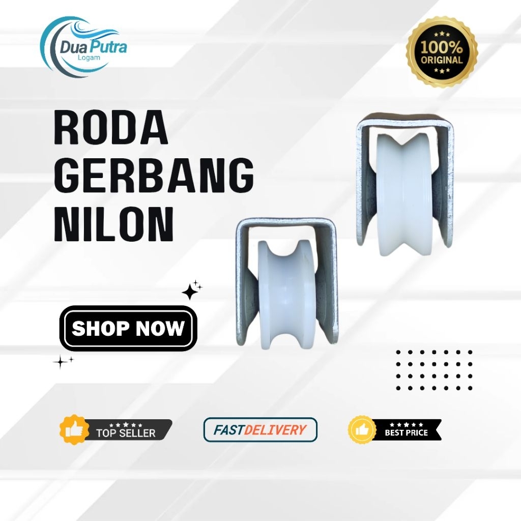 Roda Pagar Gerbang Pintu Besi Rel Siku Rel Behel Roda Nylon 8cm Anti Berisik