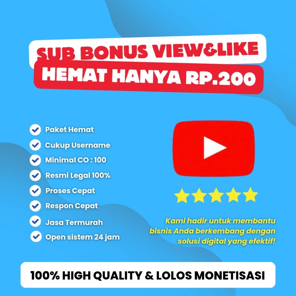 [WW] 𝗦𝘂𝗯𝘀𝗰𝗿𝗶𝗯𝗲𝗿 Youtube Permanen | View Youtube + Like Youtube permanen | Sub View Like Termurah