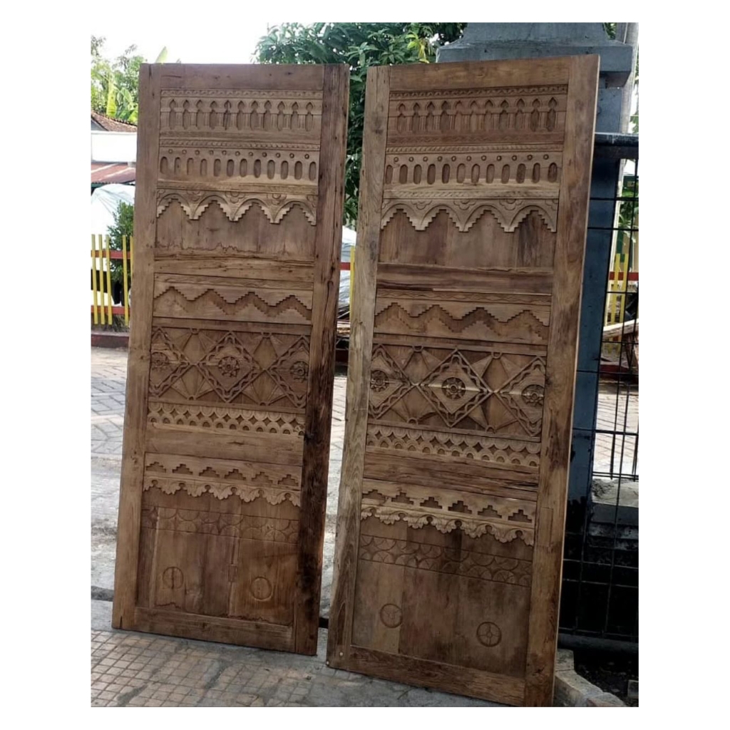 (Kayu Lama) Pintu gawangan kupu tarung bohemian kayu jati rustic
