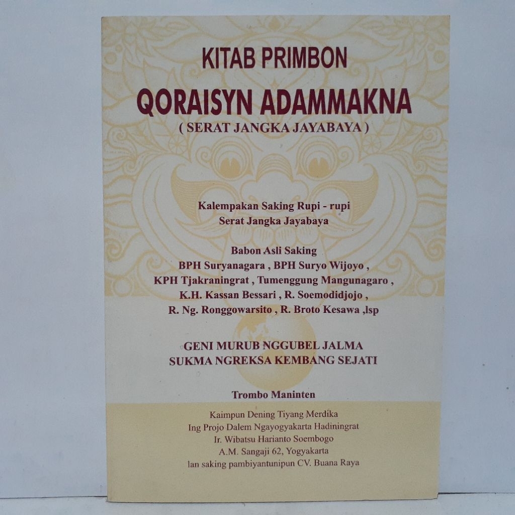 Aneka Primbon - Kitab Primbon Qoraisyn Adammakna (Serat Jangka Jayabaya) - BR