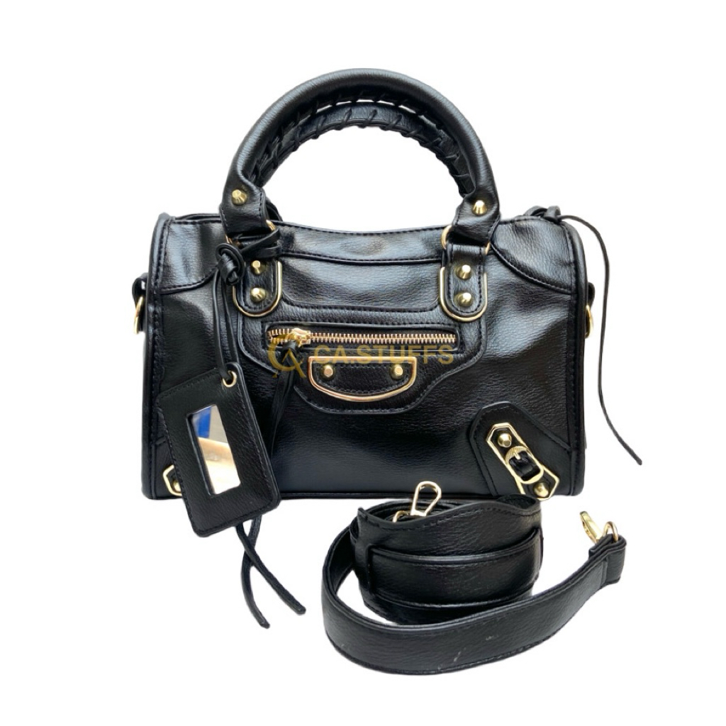 Balenciaga Balen Classic City Metallic Edge Small GHW Top Handle & Sling Bag