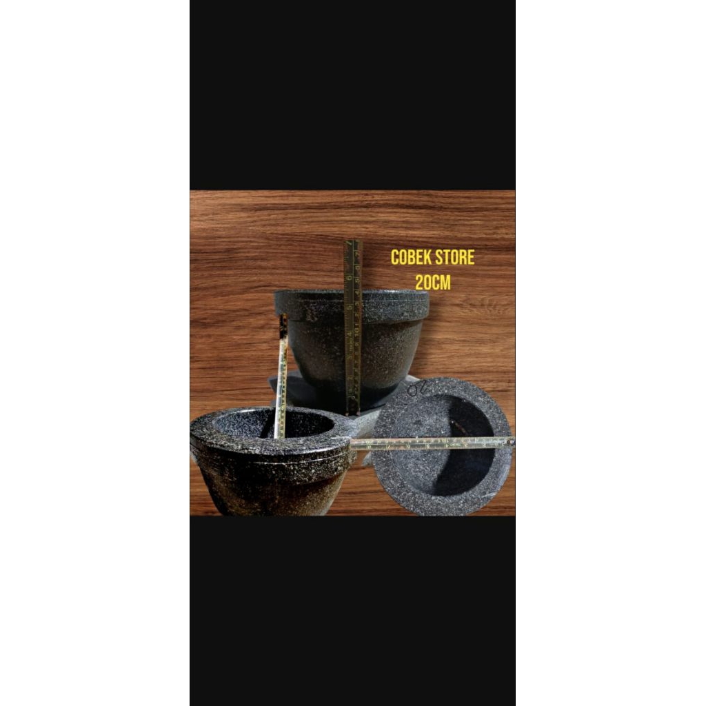 lumpang batu asli 20cm free alu