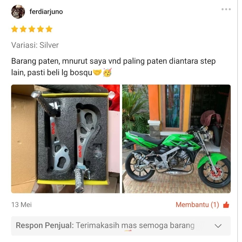 RB Step belakang Ninja R SS kenalpot cobra step Vnd Ninja R SS