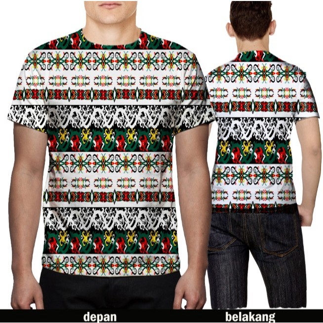 Baju Kaos Batik Kalimantan Custom Fullprint