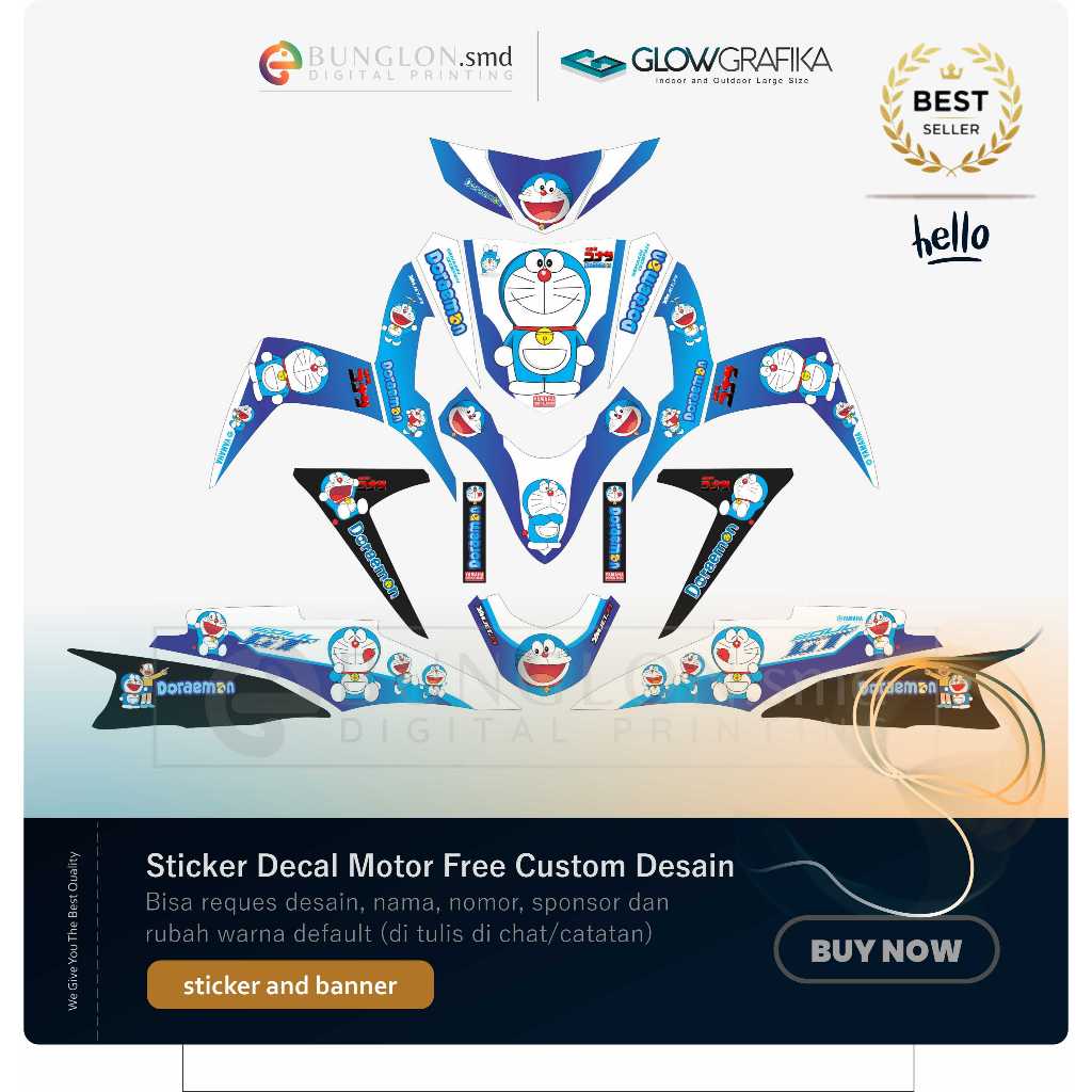 DECAL STIKER MOTOR CUSTOM YAMAHA MIO SOUL GT EDISI DORAEMON