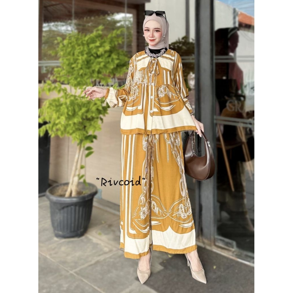 SETELAN FUJI//ONESET BABYDOLL//SET RAYON PREMIUM LENGAN PANJANG//ONESET ZR MOTIF KEKINIAN