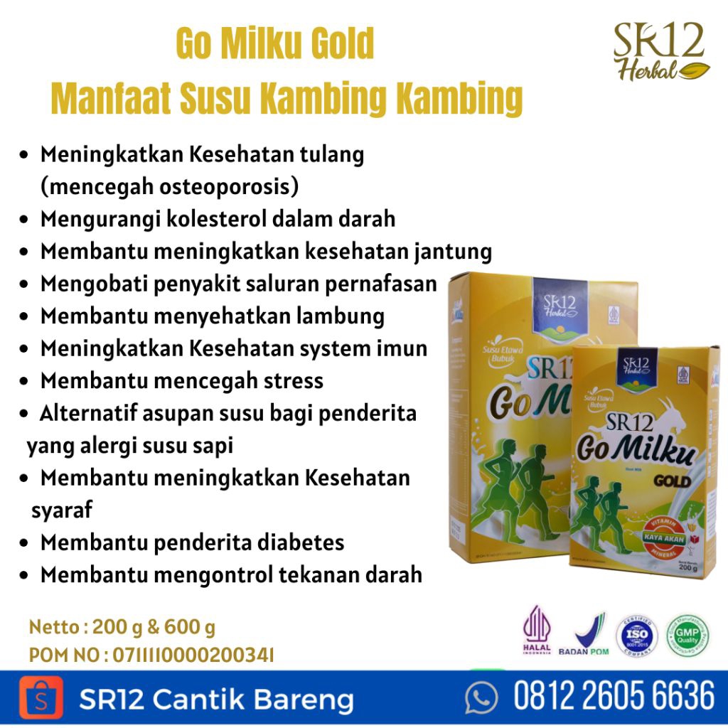 

Susu Kambing Go Milku Gold SR12 Herbal- Susu Gomilku Kambing Etawa atasi Nyeri Sendi &Linu