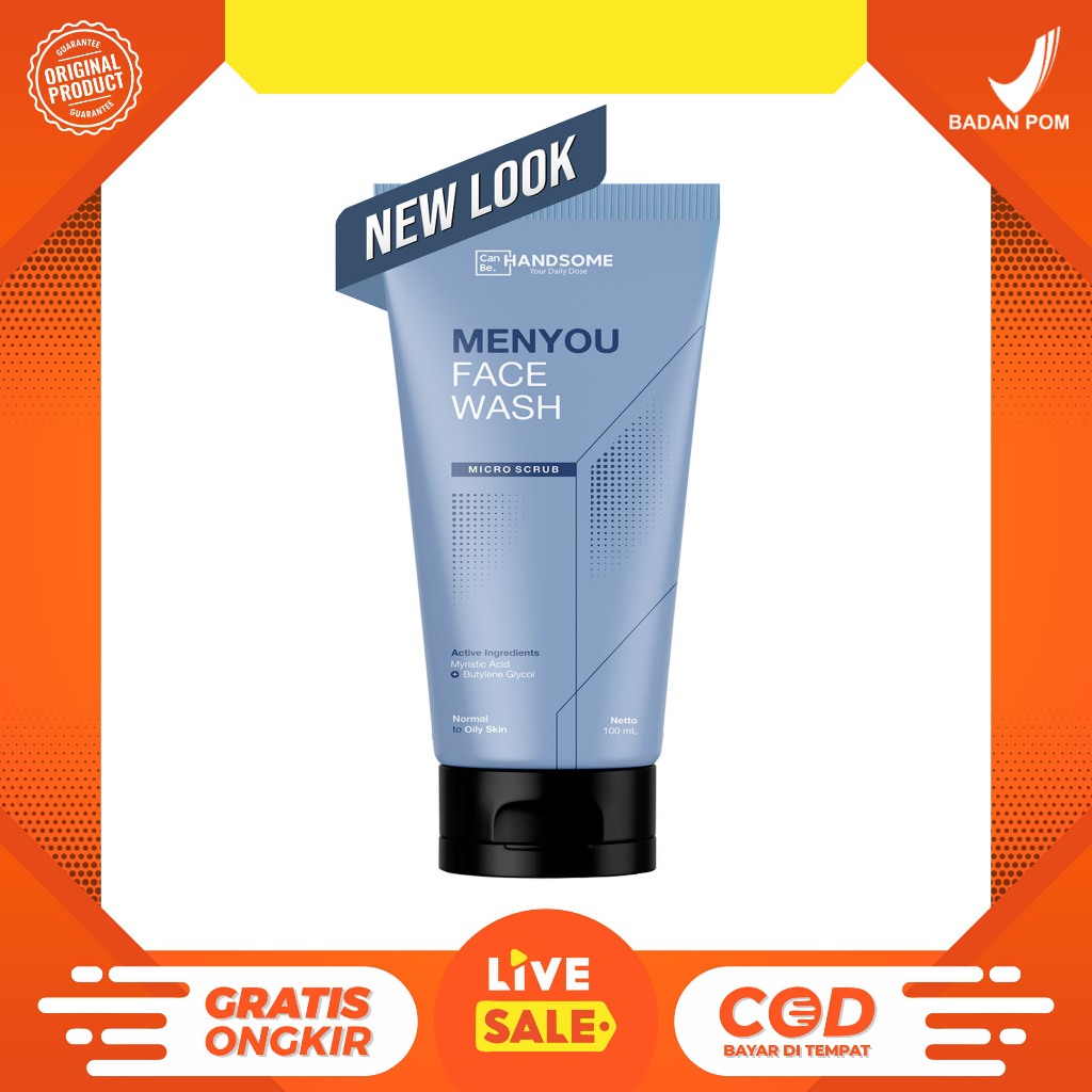 TERBAIK SABUN MUKA TERBAIK, SKINCARE PRIA FACIAL WASH MENYOU CAN BE HANDSOME WITH SCRUB