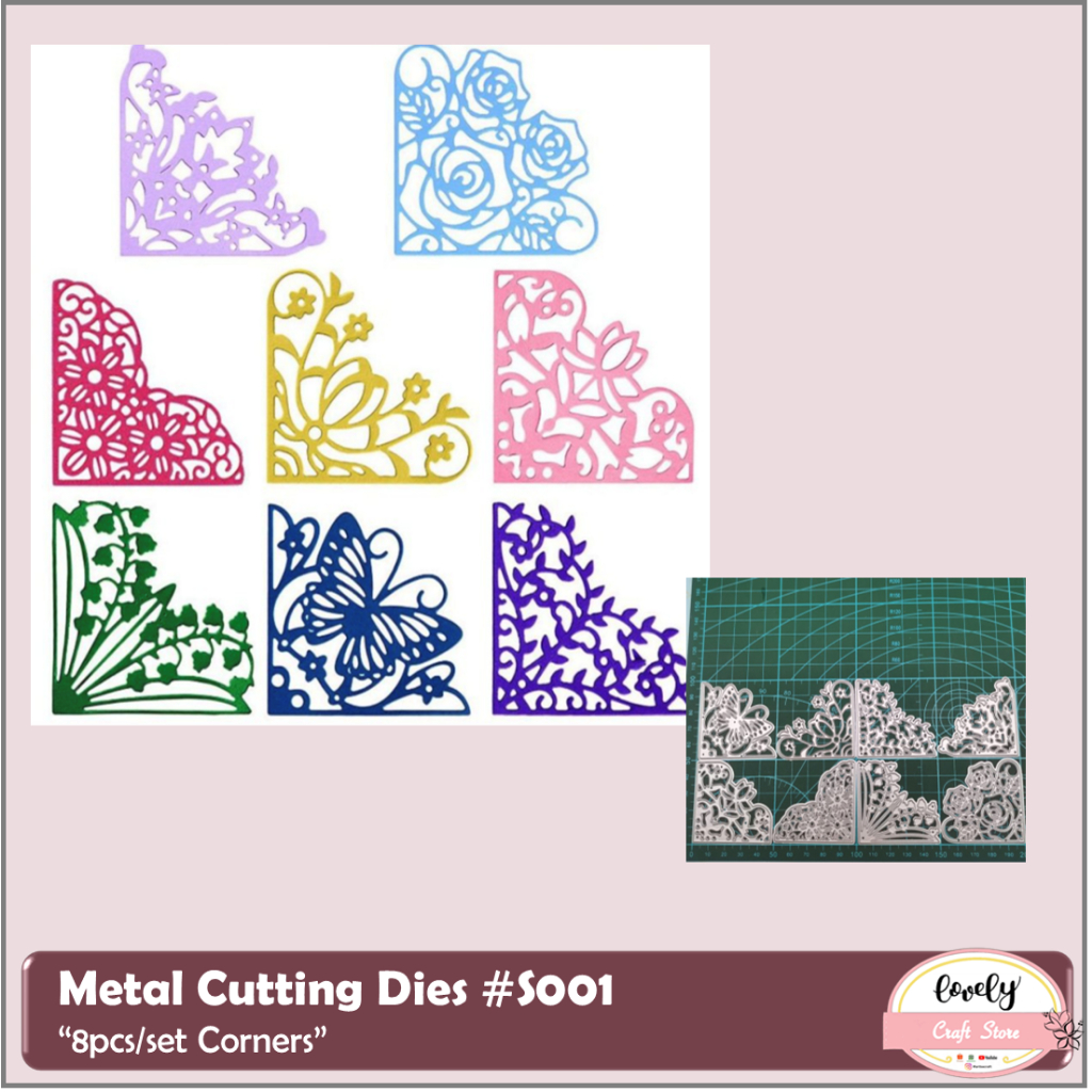 

LovelyCraftStore | 8pcs/set Metal Cutting Dies S001 corner Metal Cutting Dies Knife Mold Stencil Cetakan Stensil untuk sudut