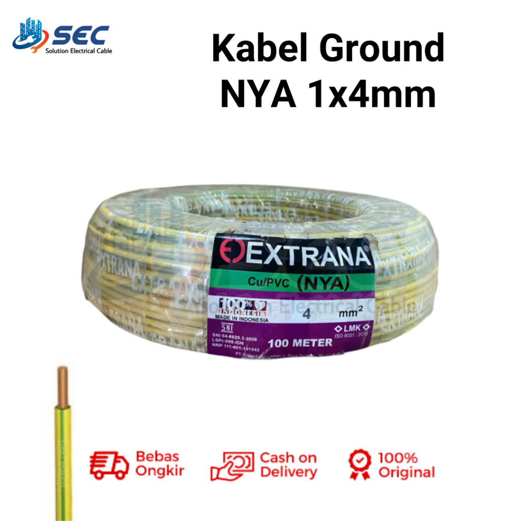 Kabel Grounding Tunggal NYA 4mm EXTRANA Roll 100m NYA 1x4 mm 1x4mm
