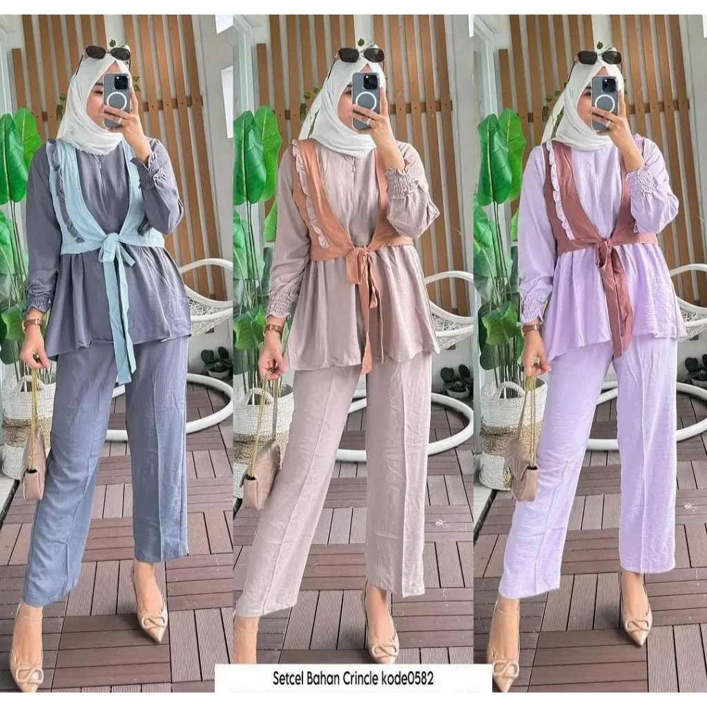 One set crinkle premium set sel crinkle 3in one