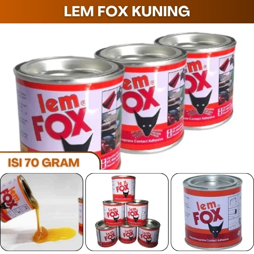 

LEM FOX 70gr Kuning Kaleng Merah Lem Perekat Sepatu Kayu Serbaguna Multifungsi Lem Fox 70 Gram