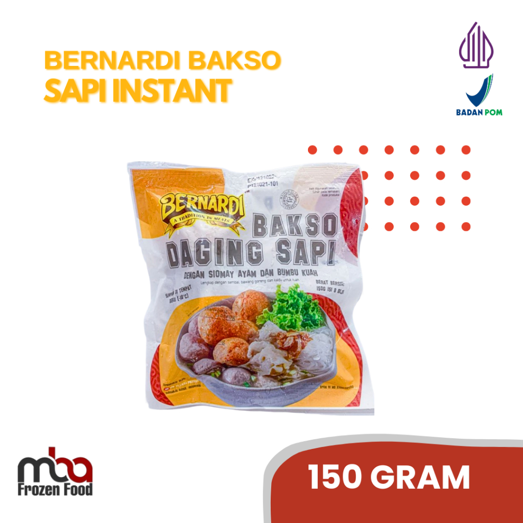 

Bernardi Bakso / Baso Sapi Instan 150gr /Bakso /Baksosapi /Pentol /Dagingsapi /Daging /Baso /Frozenfood /Sapi /Meatball
