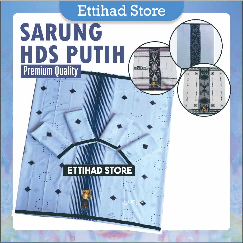 Sarung  Putih Polos HDS Samarinda Plus Dus