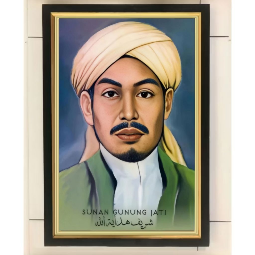 Hiasan dinding poster Sunan Gunung jati plus Bingkai ukuran 53×35