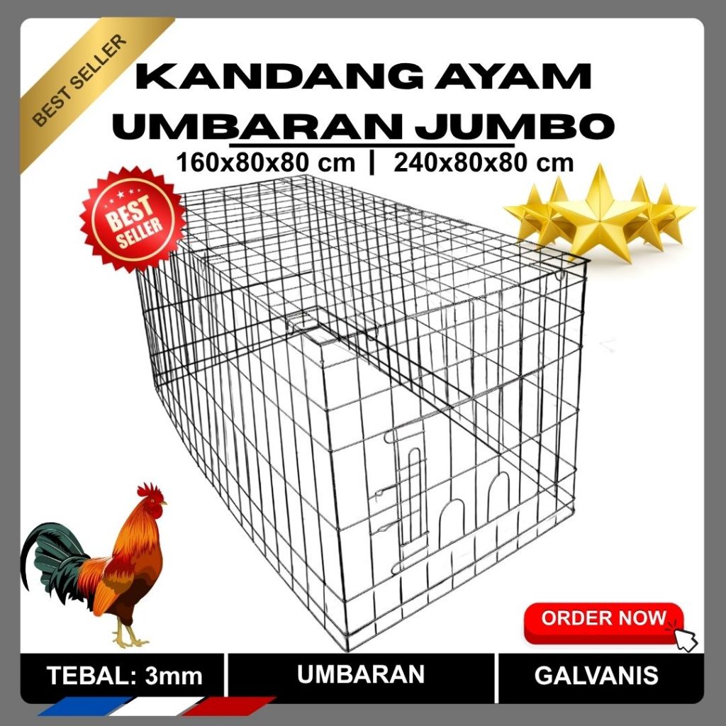 KANDANG AYAM UMBARAN GALVANIS JUMBO | VARIASI UKURAN BEST QUALITY