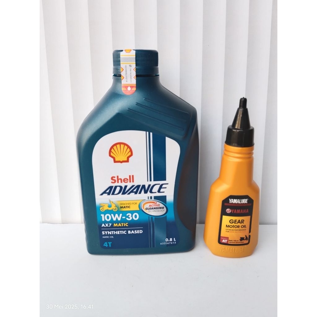PAKET OLI OIL SHELL ADVANCE AX7 0,8 DAN YAMAHA GEAR PELUMAS OLI MESIN MOTOR YAMAHA MIO MIE J MIO M3 