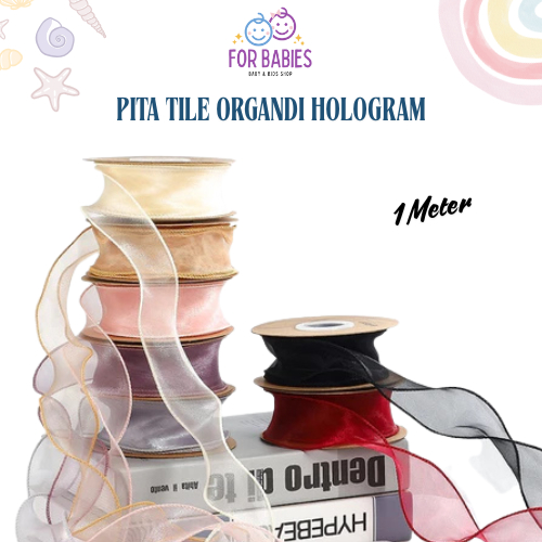 

[1Meter] Pita Tile Organdi Gelombang / Pita Ribbon Rainbow Glossy Ukuran 2.5 Cm Harga Meteran