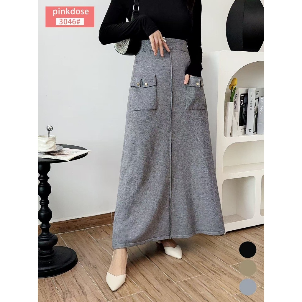 ROK CARGO WANITA 3046# 3046A# PINKDOSE RAJUT PREMIUM (2 SAKU DEPAN) TERBARU CANTIK KEKINIAN SAYY