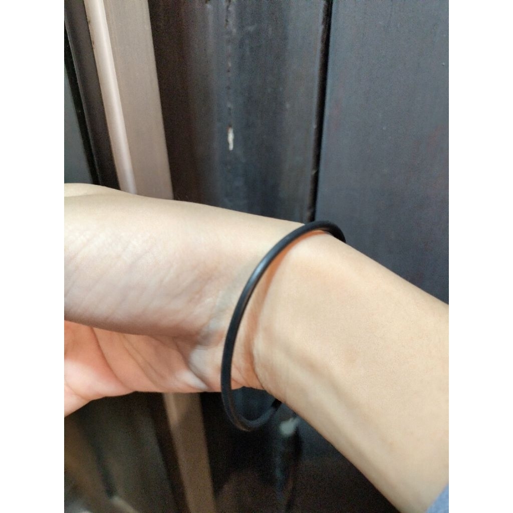 10Pcs Gelang Karet Hitam Polos Cowok Cewek Gelang Tangan Dewasa
