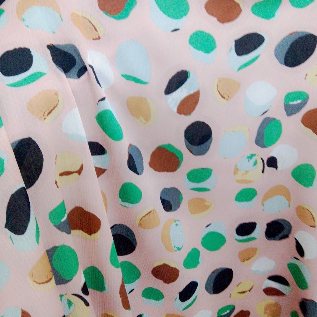 Kain Cradenza Motif Polkadot - (LQ) - Kain Sifon Yoryu Motif - Kain Bahan Motif Silk - Kain Sifon Ko