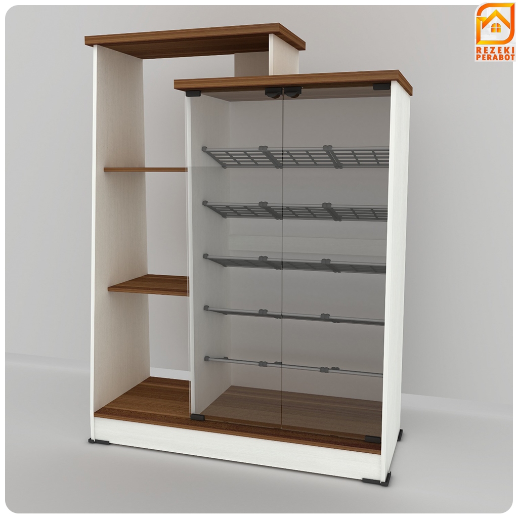 LEMARI SEPATU KACA ADA RAK SEPATU KACA SERBAGUNA TEMPAT HELM / RAK SEPATU KACA / RAK SEPATU ASTHA SR