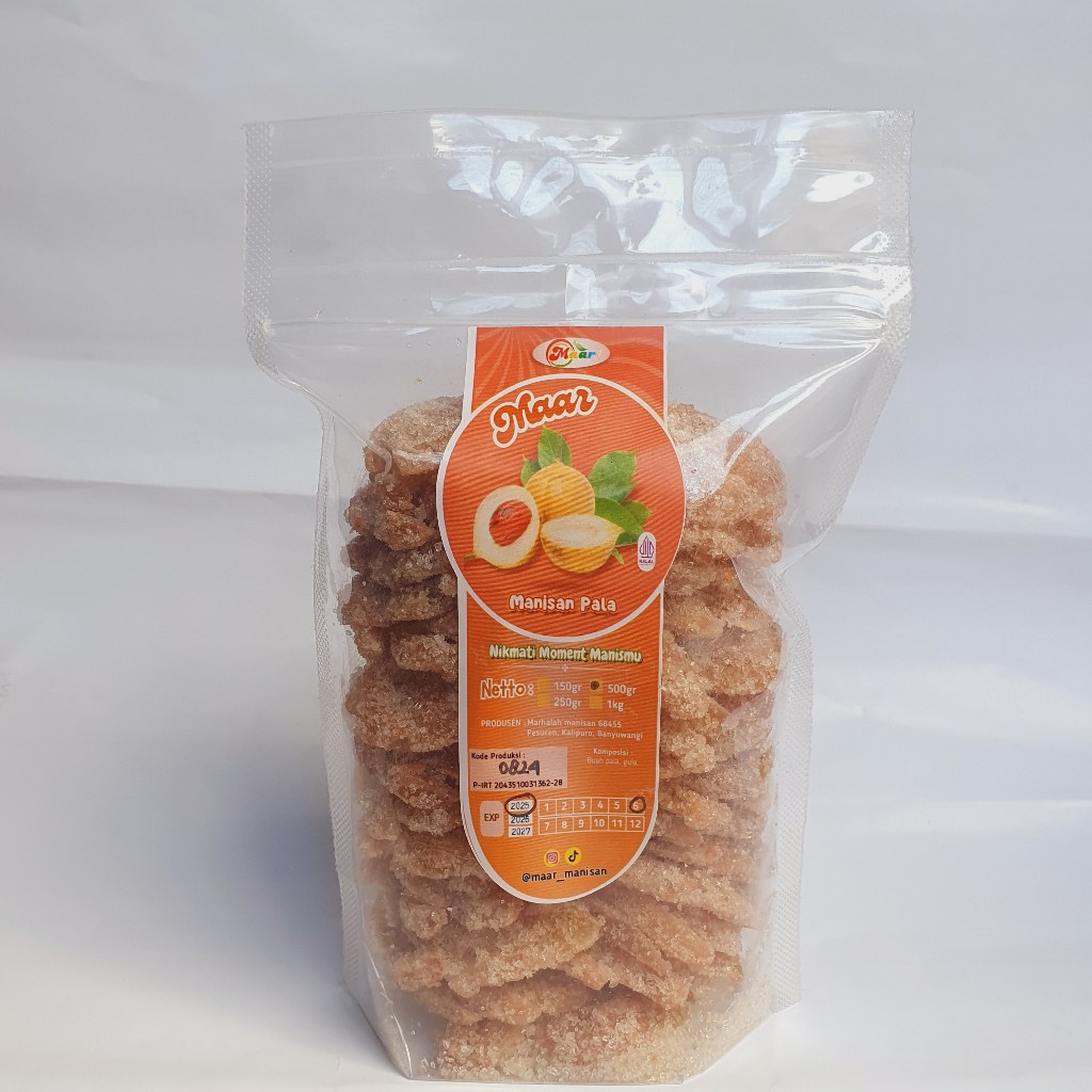 

MANISAN PALA KIPAS 500GRAM | MANISAN BUAH POLO/PALA 500 GRAM KEMASAN STANDING POUCH