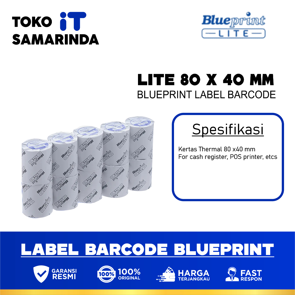 

Kertas Thermal Struk kasir POS & Resi Blueprint Lite 80x40 mm