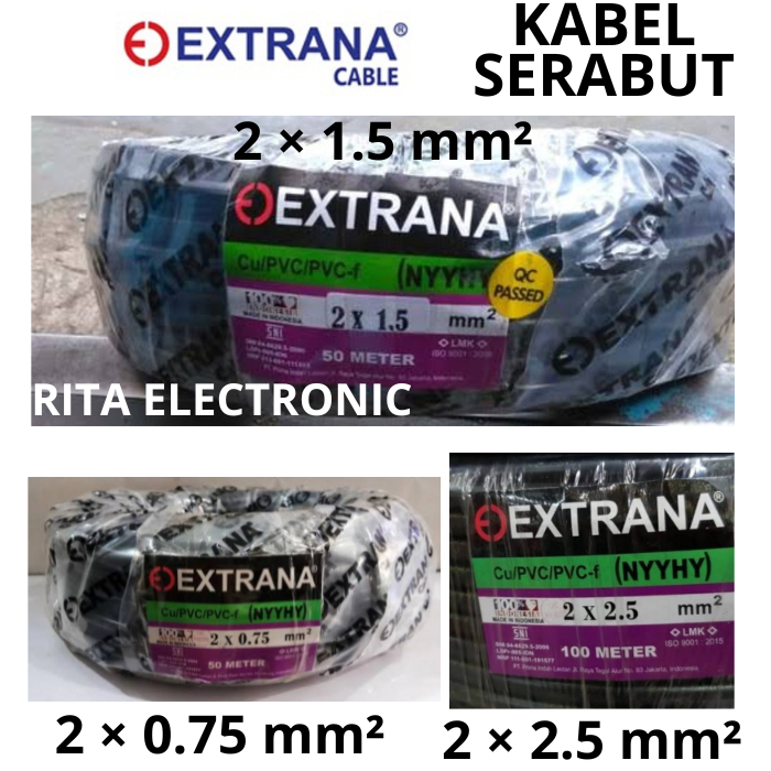 Extrana NYYHY Kabel Serabut Hitam Per Meter