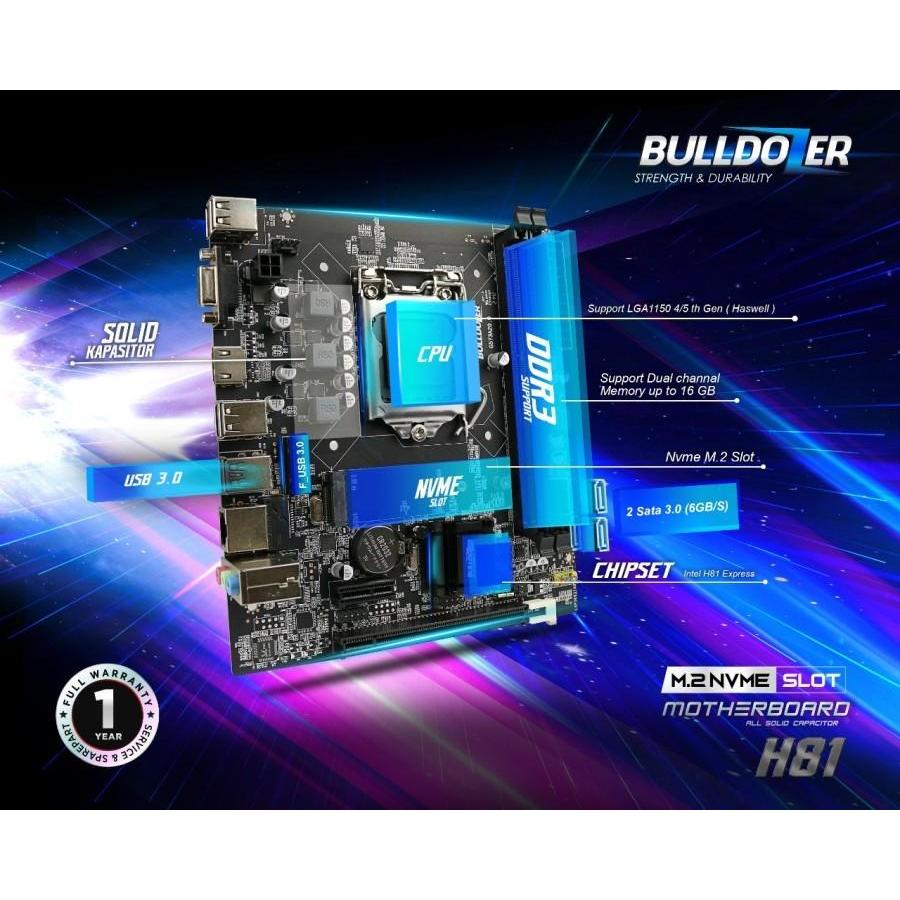 BULDOZER Intel H81 NVME (DDR3/LGA 1150/HASWELL) MAINBOARD MOTHERBOARD MOBO