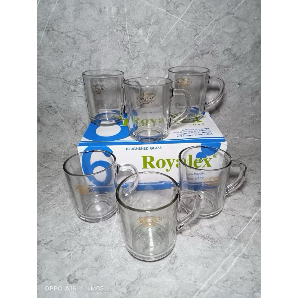 GELAS KACA ROYALEX 255/ 240Ml ISI 6PC (ISI 6PCS) - gelas royalex kopi kaca 255 / gelas kopi / gelas 