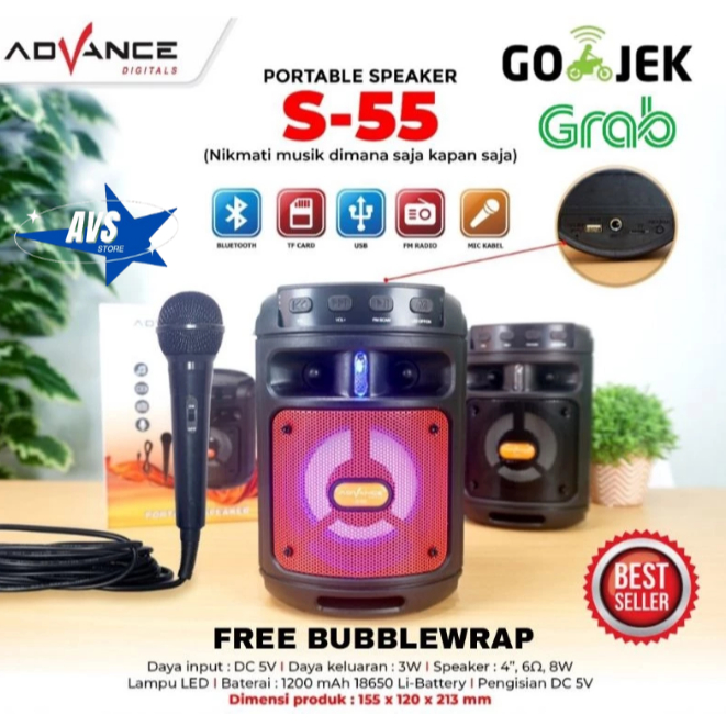 ADVANCE SPEAKER PORTABLE S 55 BLUETOOTH + MIC