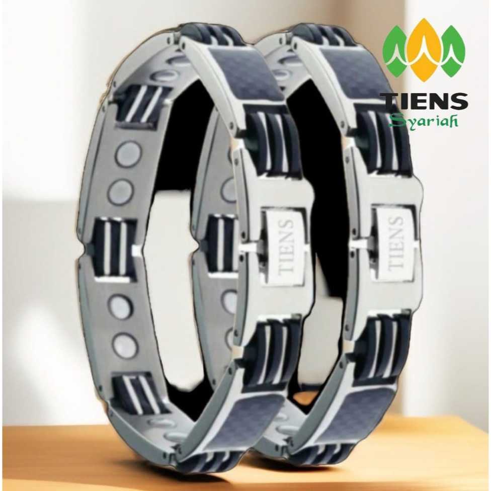 Gelang Terapi Kesehatan TIENS Bio Energi Magnetik – Titanium Stylish & Elegan- 1 set isi 2 pc