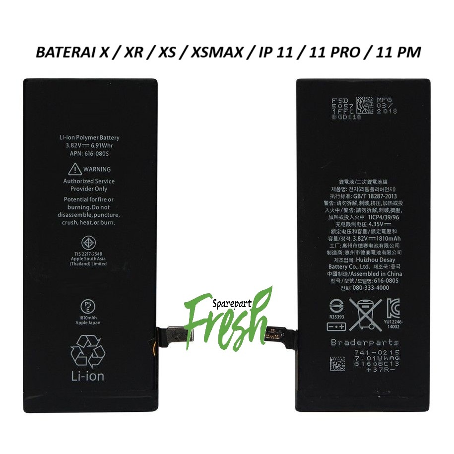 BATERAI IPHONE X / XR / XS / XSMAX / IP 11 / 11 PRO / 11 PM / BATERAI ORI 100% / BATRE BIASA 99% / B