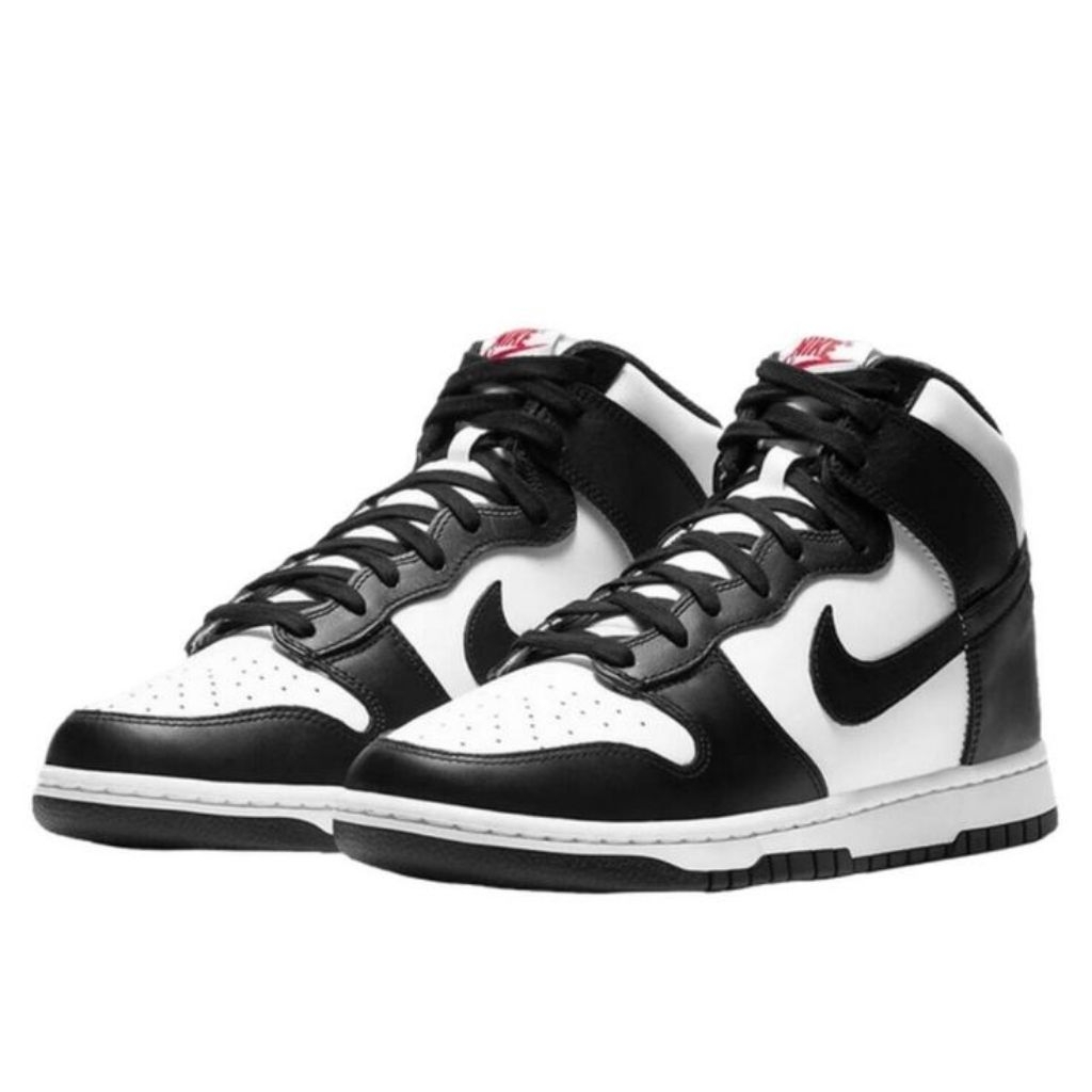 sepatu pria Nike Dunk High WMNS Panda-Black-University Red