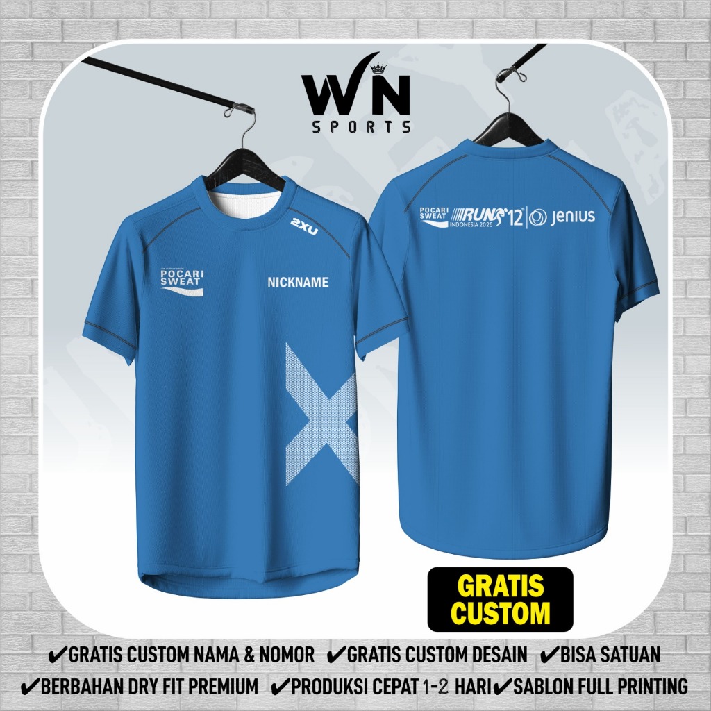 Jersey Running Pocari Sweat Run 2025 – Baju Lari Dryfit Pria Wanita Full Printing | Kaos Event Run