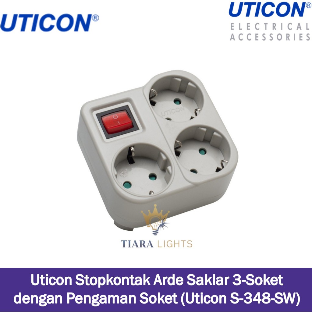 UTICON | Stopkontak Arde 3 In 1 + Saklar + Pengaman Socket (Uticon S-348 SW)