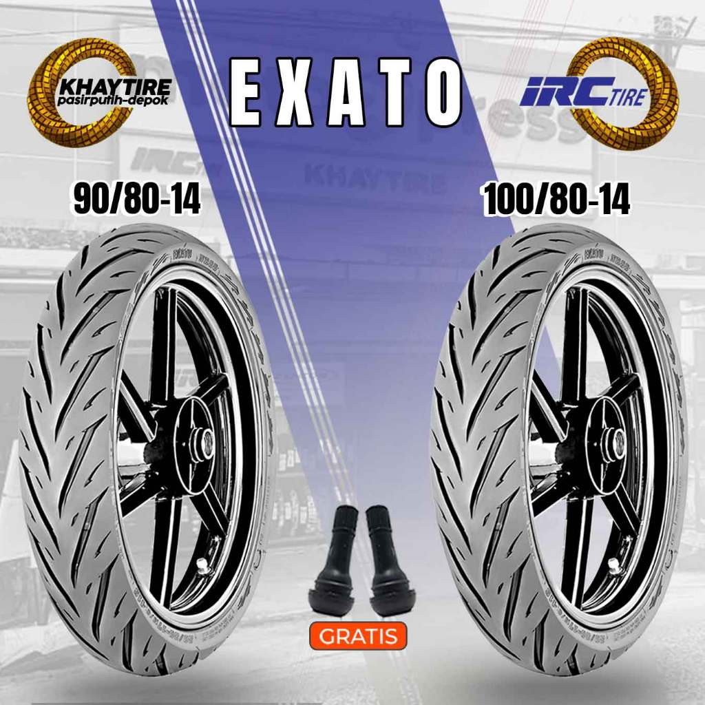 Sepasang Ban Motor Matic IRC EXATO 90/80-14 dan 100/80-14 Tubeless