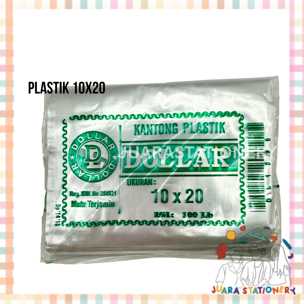 (341) Plastik Dollar 10x20 Ketebalan 0.1 / 100 LEMBAR Plastik 10x20 Plastik Sedang