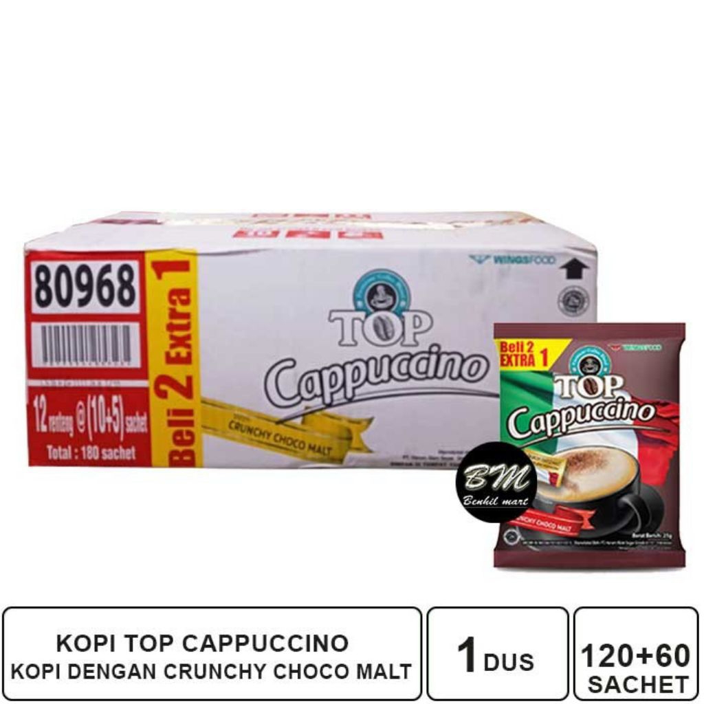 

TOP Cappuccino Instan Coffee 1 Dus Isi [180sachet × 25gr]