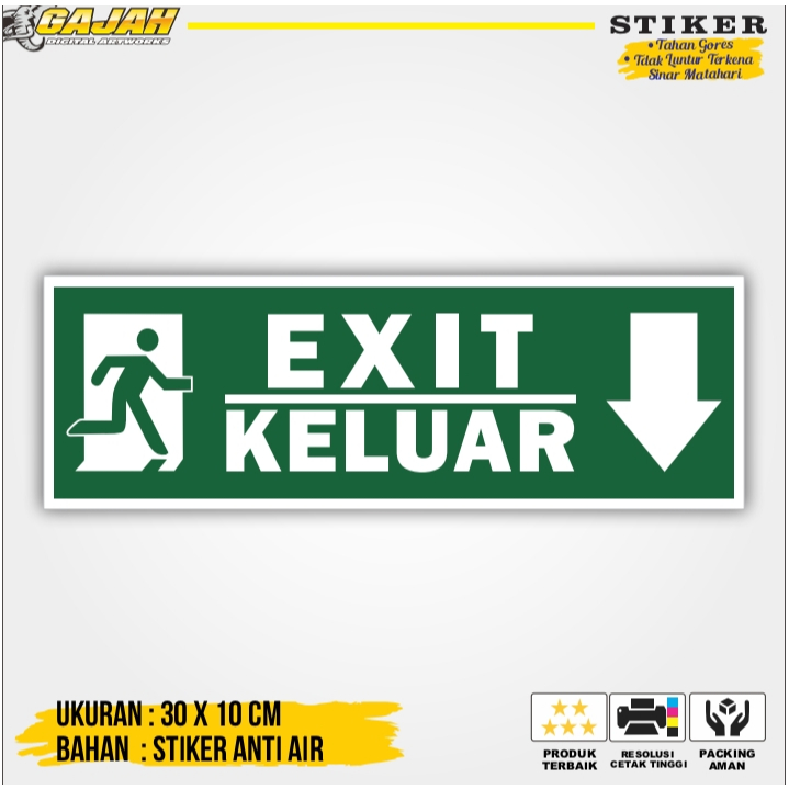 

SIGN / RAMBU STIKER JALUR EVAKUASI EXIT BAWAH