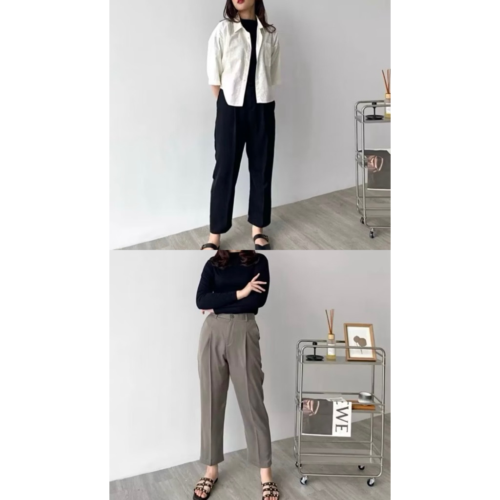 Ankle Pants Celana Panjang Wanita Kantor Trousers Kerja Casual Formal Celana Korea