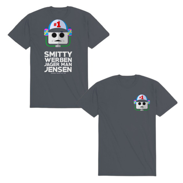 Supermana | Kaos Distro Pria Lengan Pendek Cotton Combed Hitam dan Abu Muda Motif Smitty Werben Jens