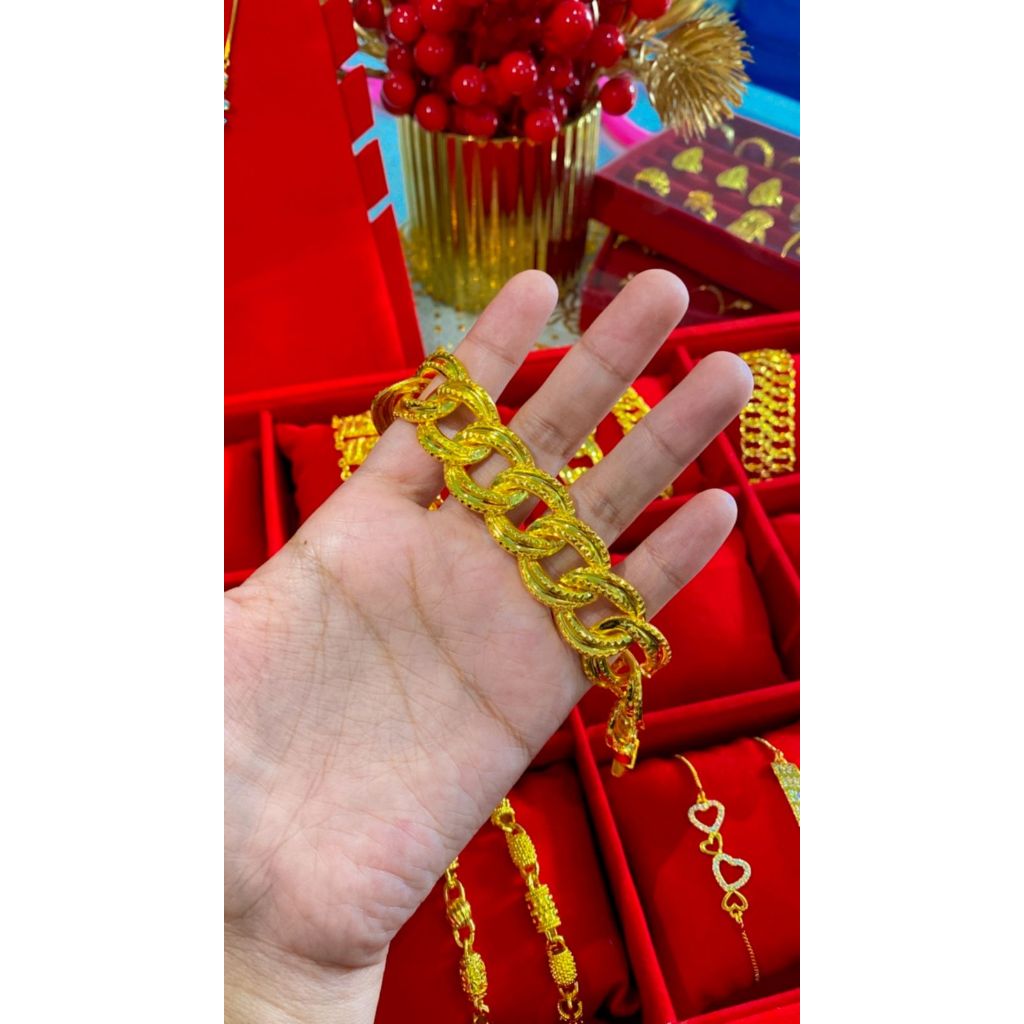 Gelang Lipan Dubai India Besar Lapis Emas 24K